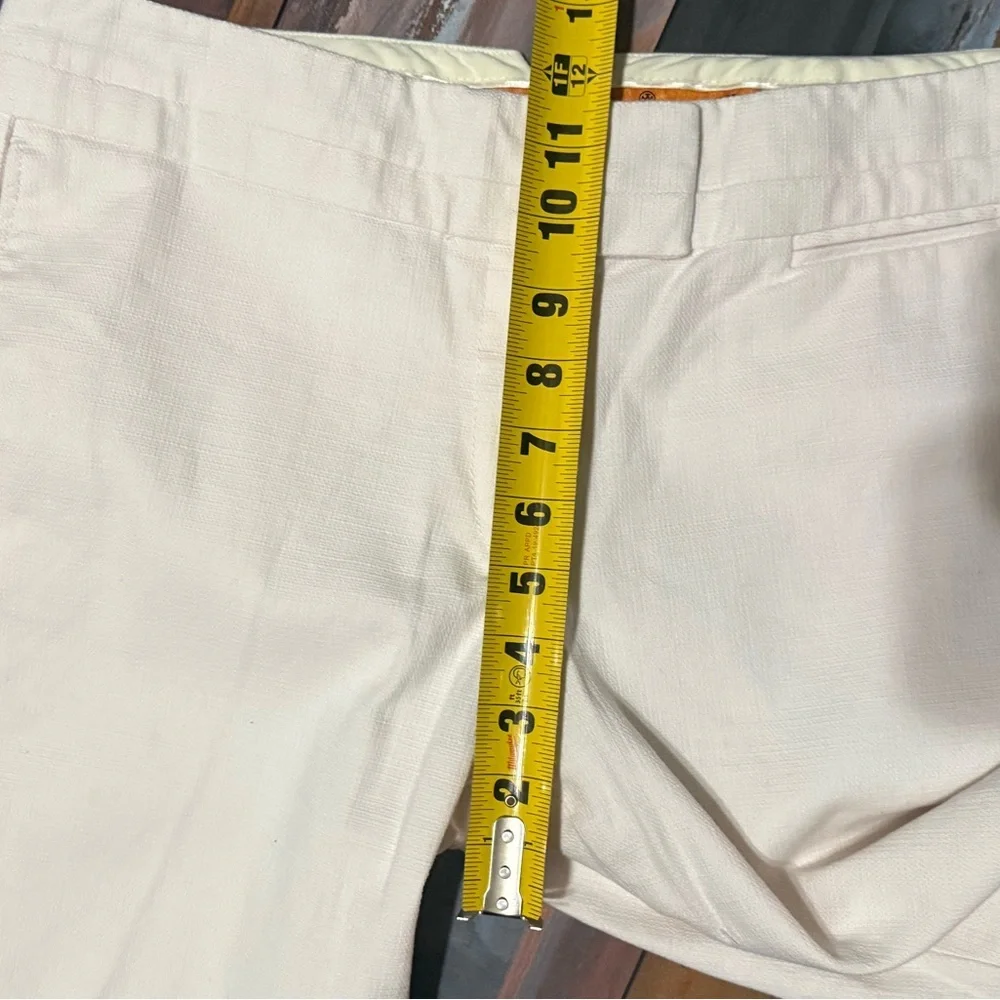 Tory Burch Pinky Ivory Stretch Cotton Ankle Pants Sz 10 Tailored Cropped Trouser